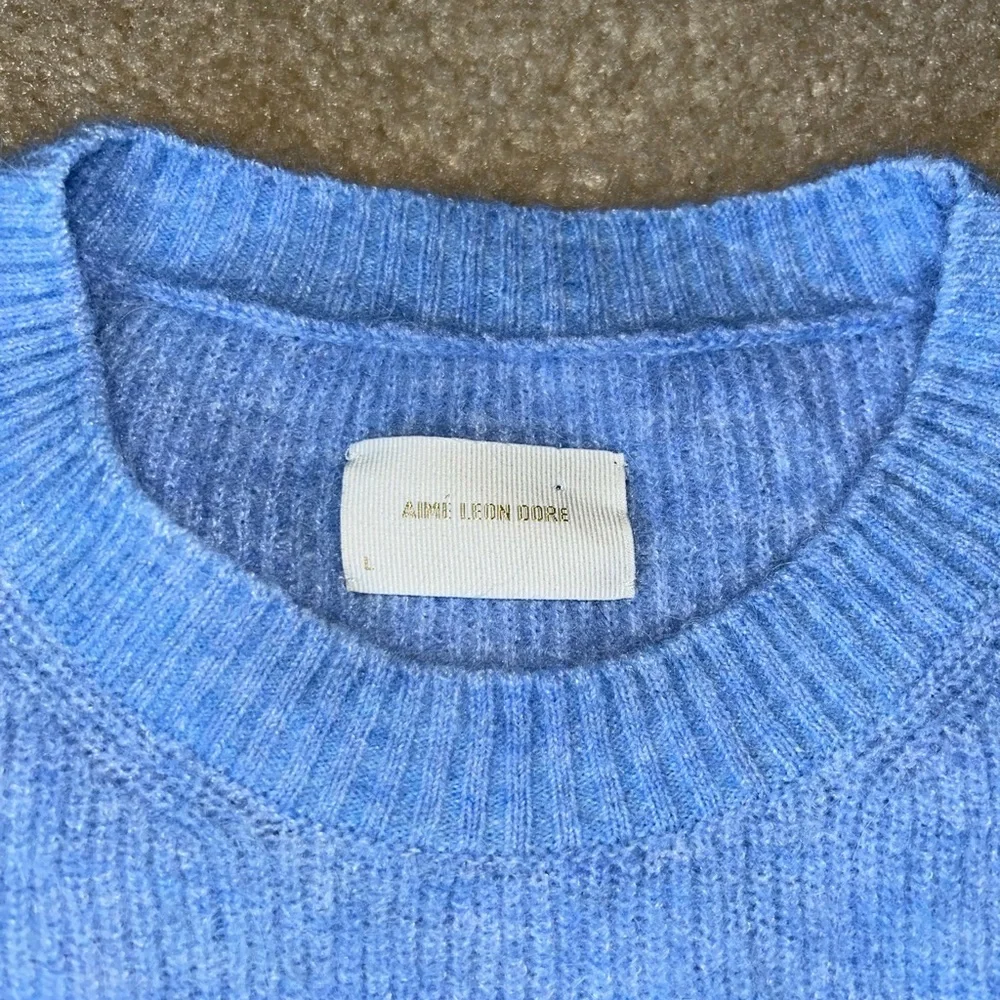 Aime Leon Dore Blue and Brown Crewneck Sweater